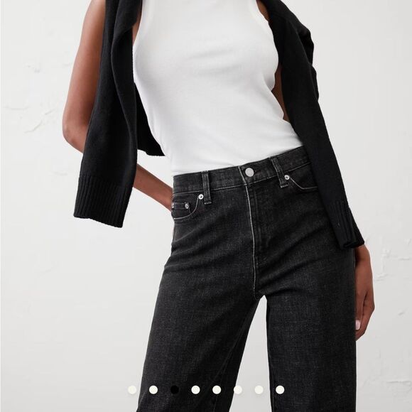 BANANA REPUBLIC High-Rise Straight Jean, White, Size 6 Petite - Picture 5 of 11